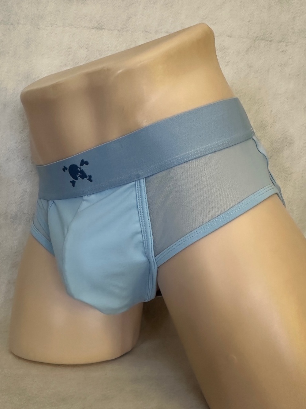 Skull & Bones Mesh Panel Brief Jock XXL runs small 38-39" waist 85% polyamide